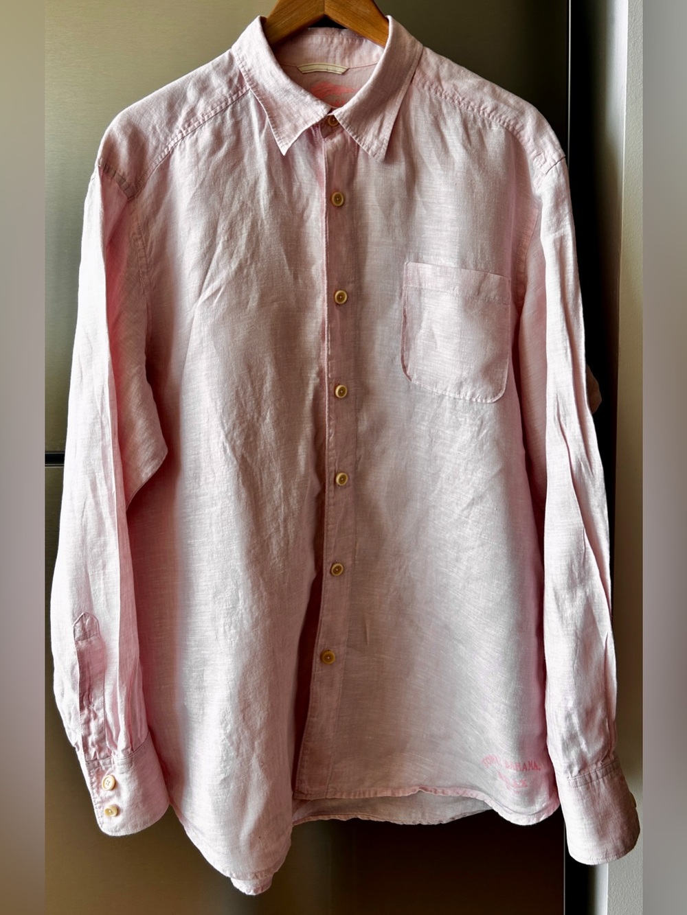 Tommy Bahama Relax L 100% Linen Shirt Pink Long Sleeve Button Down